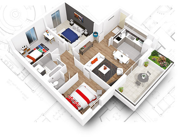 Plan 3D d'un appartement